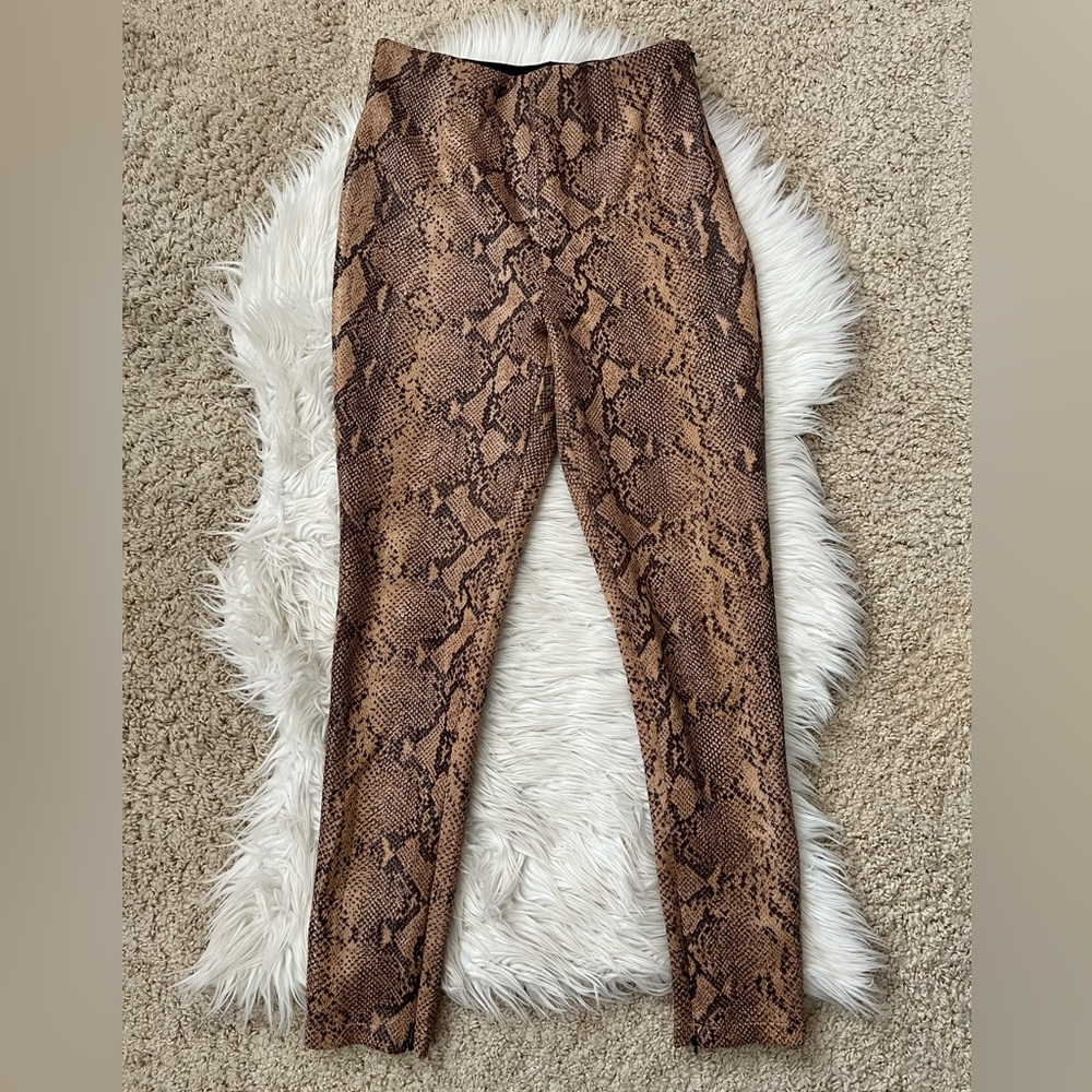 {ZARA} Faux Leather Snakeskin Hi-Rise Leggings - Women's Medium